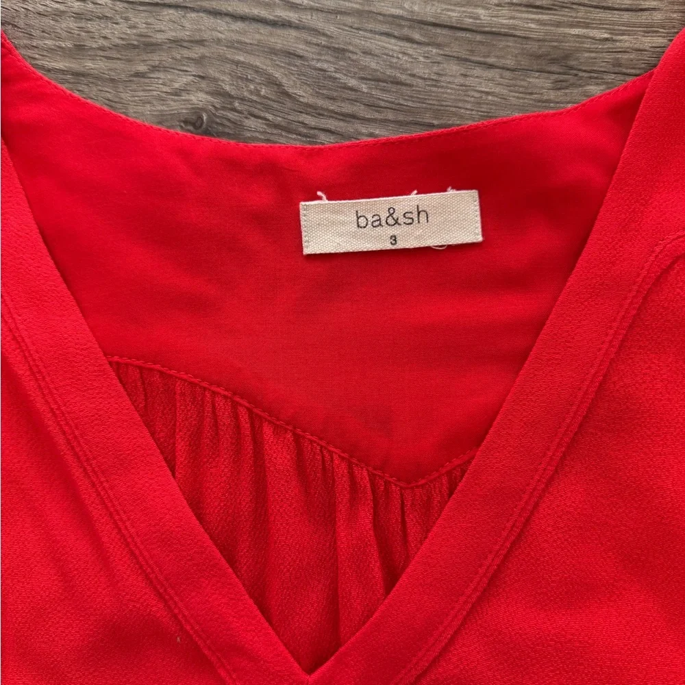 ba&sh Red Short Ruffle-Hem Mini Dress - Picture 5 of 6